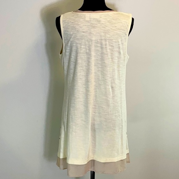 LOGO Embellished Slub Knit Tank with Chiffon NWOT - Picture 5 of 10